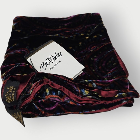Bob Mackie Accessories - NEW Vintage Bob Mackie Wearable Art Silk Velvet Burnout Scarf Shawl Burgundy 66"